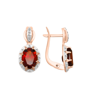 Серьги с гранатами и фианитами