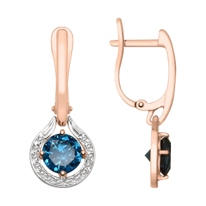 Серьги с топазами London Blue и фианитами