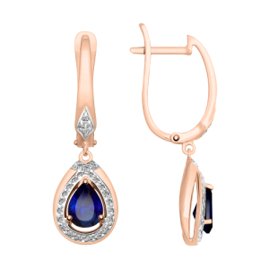 Серьги с сапфирами и фианитами