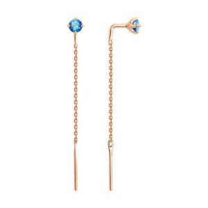 Серьги-протяжки с топазом Swarovski