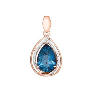 Подвеска с топазом London Blue и фианитами