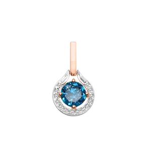 Подвеска с топазом London Blue и фианитами