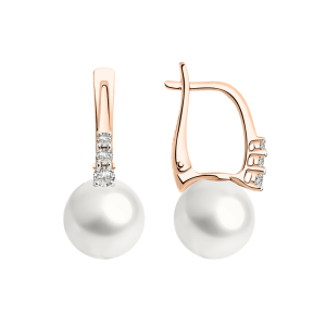 Серьги с жемчугами и фианитами Swarovski