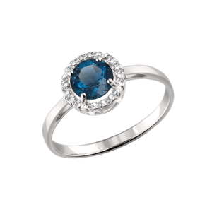 Кольцо с топазом London Blue и фианитами