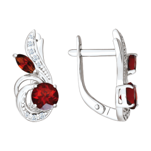 Серьги с гранатами и фианитами