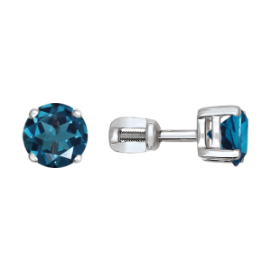 Серьги-пуссеты с топазами London Blue