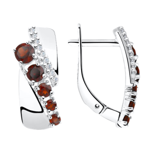 Серьги с гранатами и фианитами