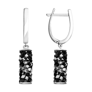 Серьги с черными кристаллами Swarovski