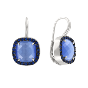 Серьги c танзанитами и фианитами