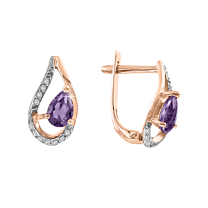 Серьги с аметистом и Swarovski Zirkonia