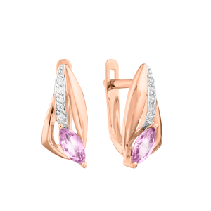 Серьги с аметистами и фианитами