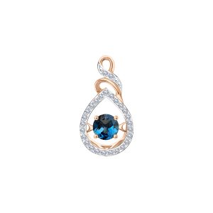 Подвеска с топазом London blue и фианитами