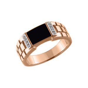 Herrenring mit Zirkonia und Emaille