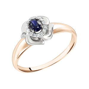 Damenring mit Brillanten und Saphir