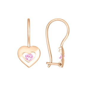 Серьги с розовыми фианитами