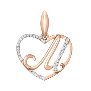 Anhänger Herz "M" mit Zirkonia