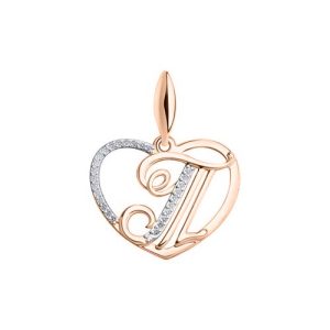 Anhänger Herz "T" mit Zirkonia