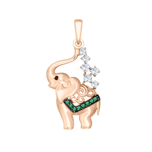 Gold Anhänger Elefant mit Zirkonia