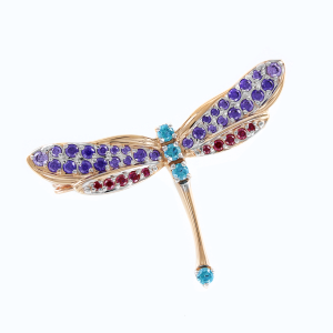 Brosche Libelle mit Zirkonia