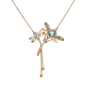 Collier "Dragonflies" mit Topasen und Emaille