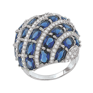 Damenring mit blauen und farblosen Zirkonia