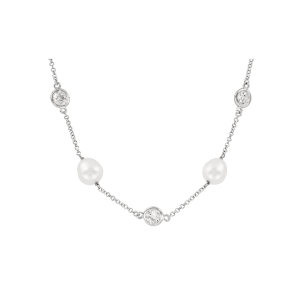 Collier mit Perlen und Zirkonia