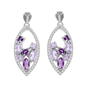 Ohrstecker rhodiniert mit Amethyst