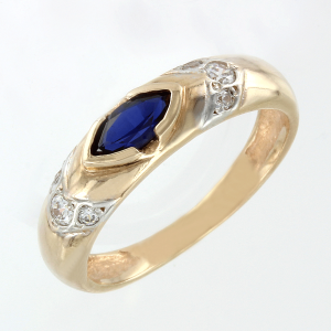 Damenring mit Saphir und Zirkonia ,585