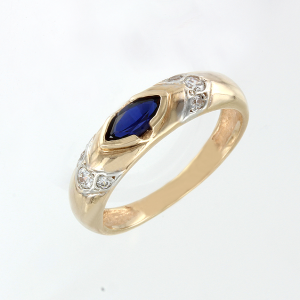 Damenring mit Saphir und Zirkonia