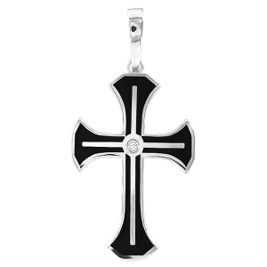 Silber Kreuz mit Zirkonia und Emaille