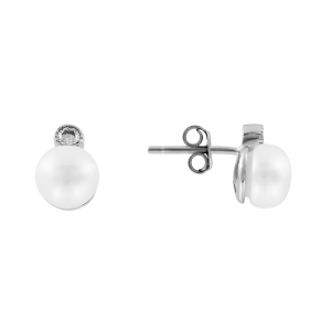 Ohrstecker mit Perle und Zirkonia