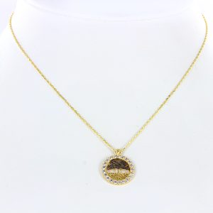 Gelbgold Kette mit Anhänger Baum des Lebens