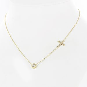Gelbgold Kette mit Anhänger und Kreuz
