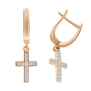 Ohrhänger mit Kreuz Anhänger und Zirkonia