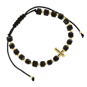 Armband mit Gelbgold, Onyx and Zirconia