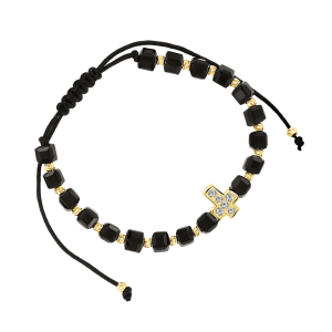 Armband mit Gelbgold, Onyx and Zirconia