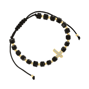 Armband mit Gelbgold, Onyx and Zirconia