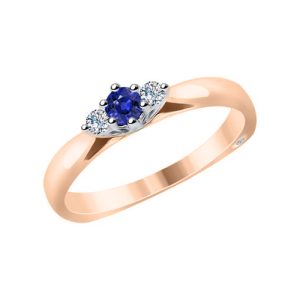 Damenring mit Saphir und Brillanten