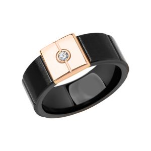 Herrenring mit Brillant, schwarze Keramik