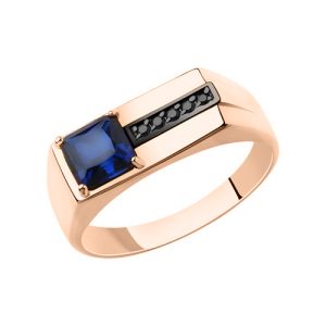 Herrenring mit Saphir und Zirkonia