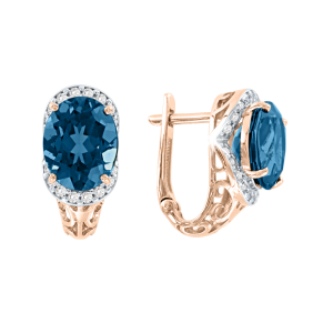 Серьги с топазами London Blue и фианитами