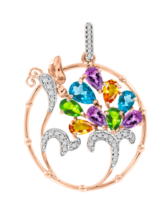 Anhänger mit Zirkonia, Topas, Amethyst, Chrysolith, Citrin