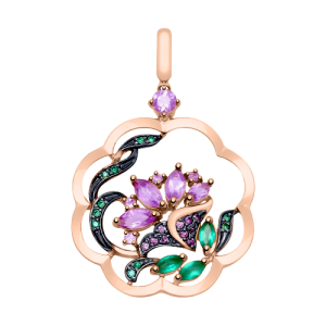 Anhänger mit Achat, Amethyst und Zirkonia