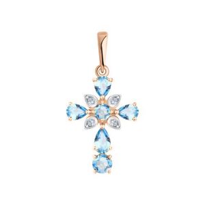 Anhänger – Kreuz mit Topas Swiss und Zirkonia