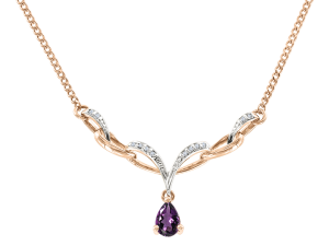 Gold Collier mit Amethyst und Zirkonia
