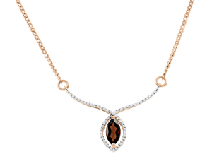Gold Collier mit Granat und Zirkonia