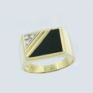 Herrenring mit Brillant und Onyx