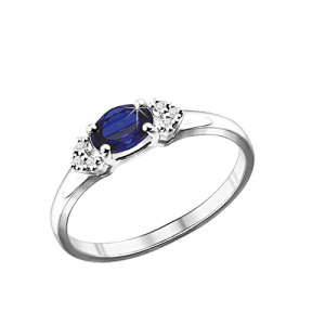 Damenring mit Saphir und Zirkonia