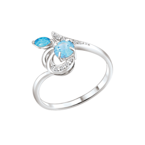 Damenring mit blauen Topasen und Zirkonia