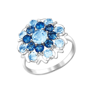 Damenring mit London Blue Topas und Sky Topas